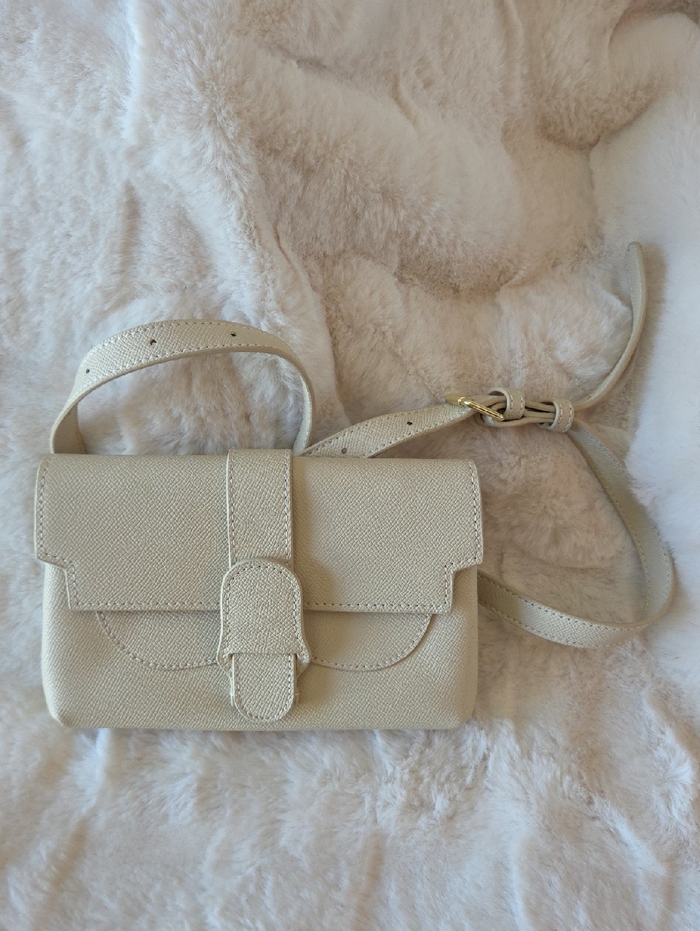 Cream Crossbody Leather Shoulder Bag